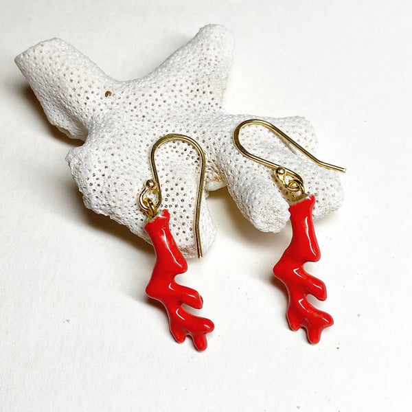 Perfectly Imperfect Red Coral Earrings