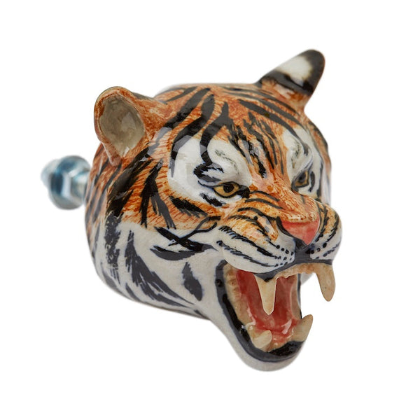 Perfectly Imperfect Roaring Tiger Head Doorknob