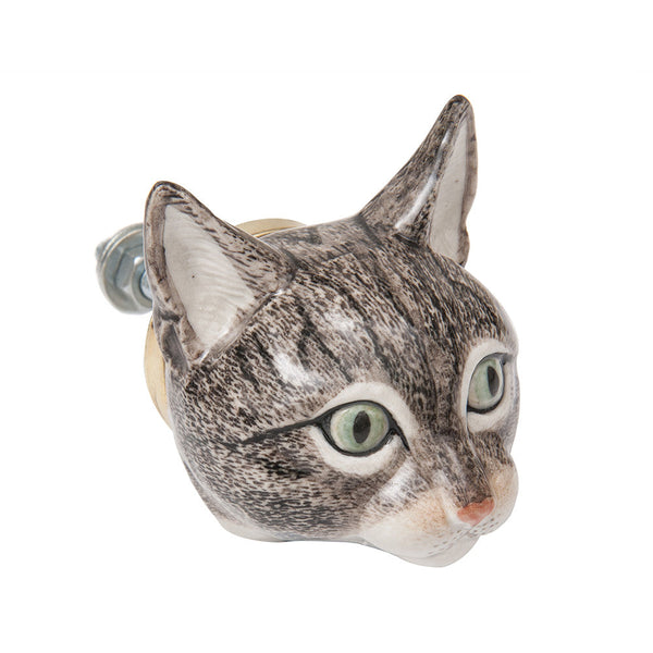 Perfectly Imperfect Tabby Cat Doorknob