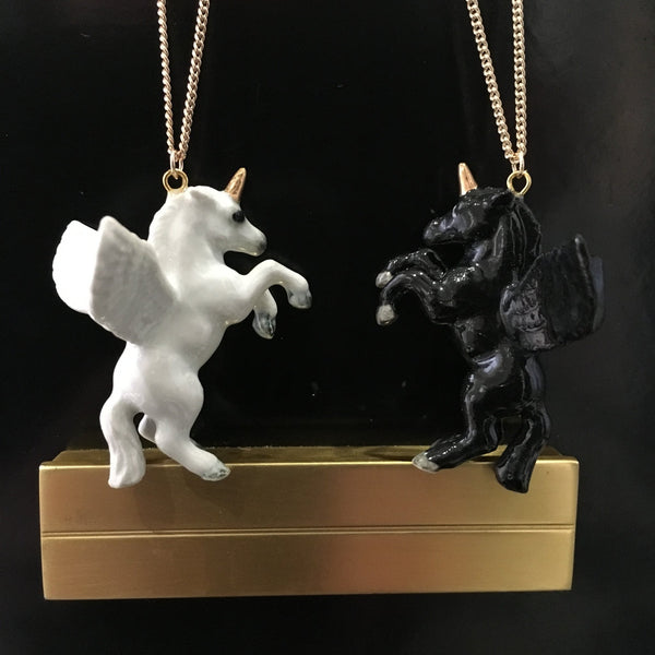 Flying Black Unicorn Necklace