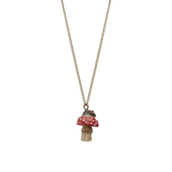 Perfectly Imperfect Tiny Mouse and Toadstool Necklace