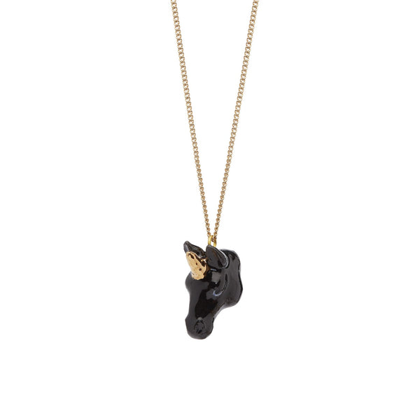 Black Unicorn Head Necklace