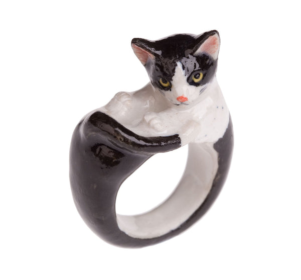 Perfectly Imperfect Black & White Cat Ring