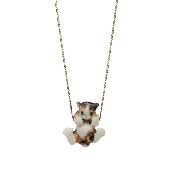 Perfectly Imperfect Playful Tortoiseshell Kitten Necklace