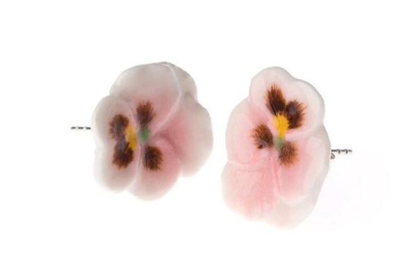 Perfectly Imperfect Pink Pansy Earrings