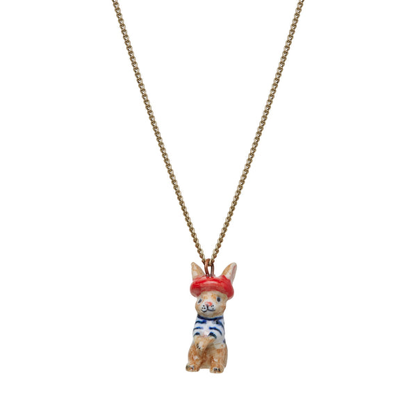 Perfectly Imperfect Tiny Bunny in Beret Necklace