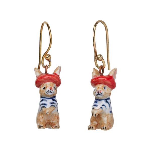Perfectly Imperfect Bunny in Beret Hook Earrings