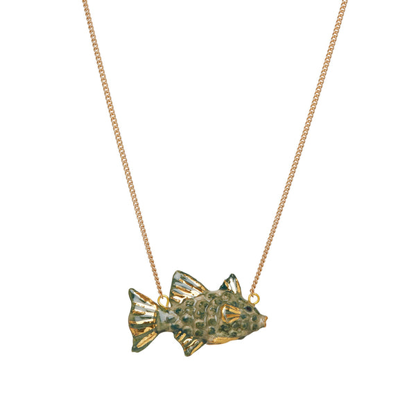 Perfectly Imperfect Art Deco Fish Necklace
