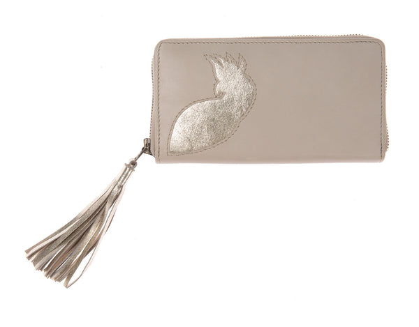 Summer Sale - Soft Putty Leather Cockatoo Cut Out Tassel Purse