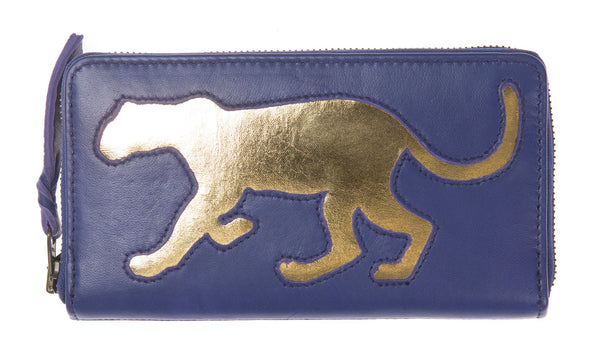 Summer Sale - Electric Blue Leather Leopard Cut Out Purse