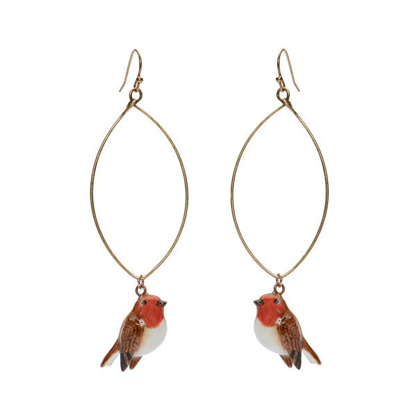 Perfectly Imperfect Tiny Robin Oval Drop Earrings