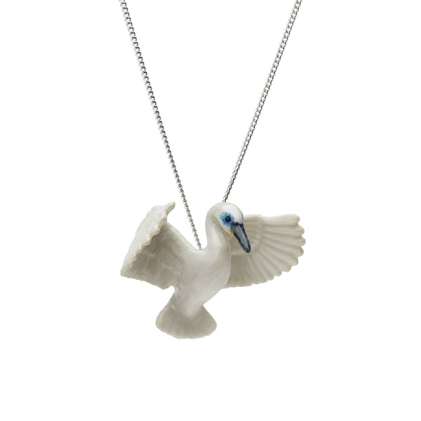 Flying White Heron Necklace