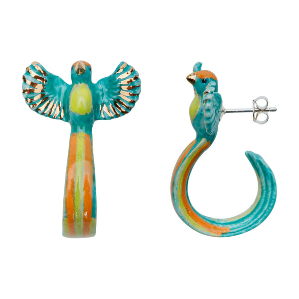 Perfectly Imperfect Jade Loop Tail Bird Earrings