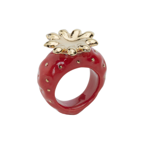 Perfectly Imperfect Gold Leaf Strawberry Ring