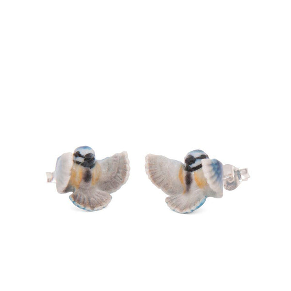 Perfectly Imperfect Flying Blue Tit Stud Earrings