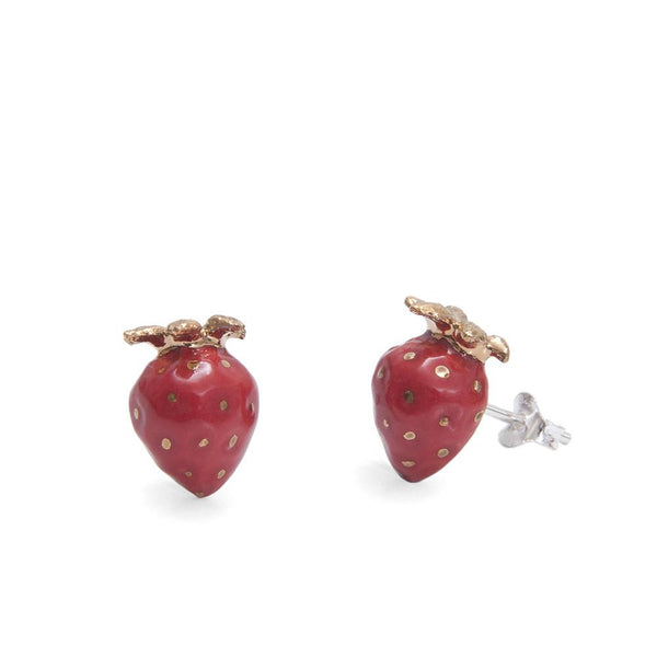 Perfectly Imperfect Gold Leaf Strawberry Studs