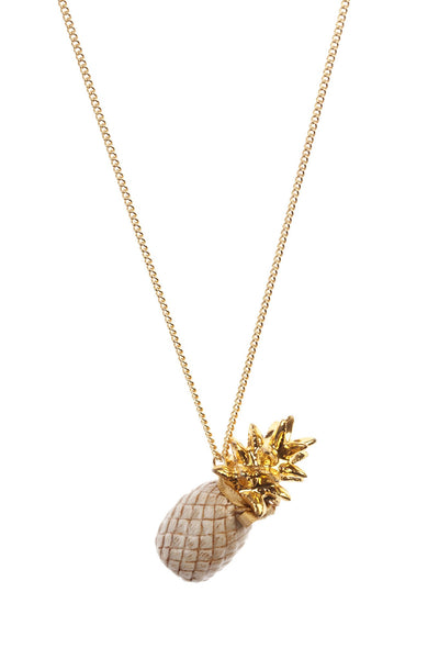 Perfectly Imperfect Large Gold Leaf Beige Pineapple Necklace