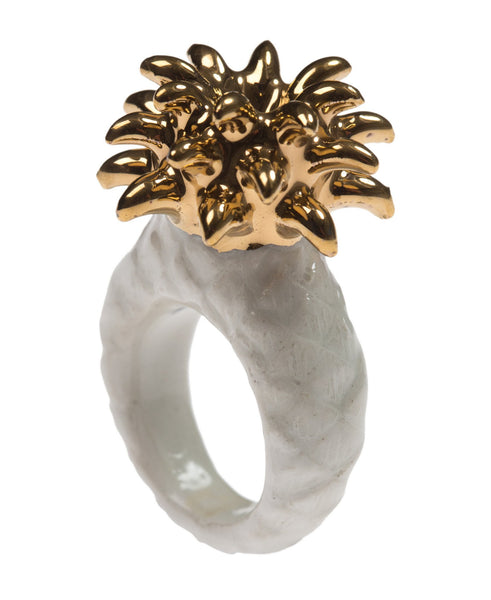 Perfectly Imperfect White & Gold Pineapple Ring