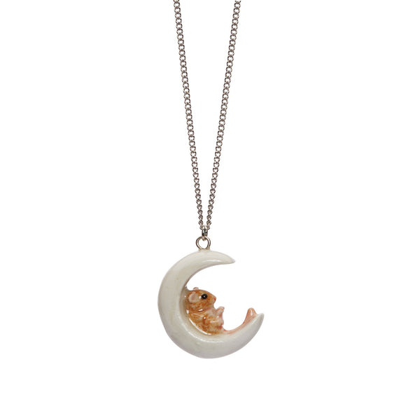 Perfectly Imperfect Tiny Mouse On The Moon Necklace