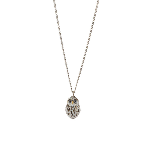 Perfectly Imperfect Tiny Baby Snow Owl Necklace