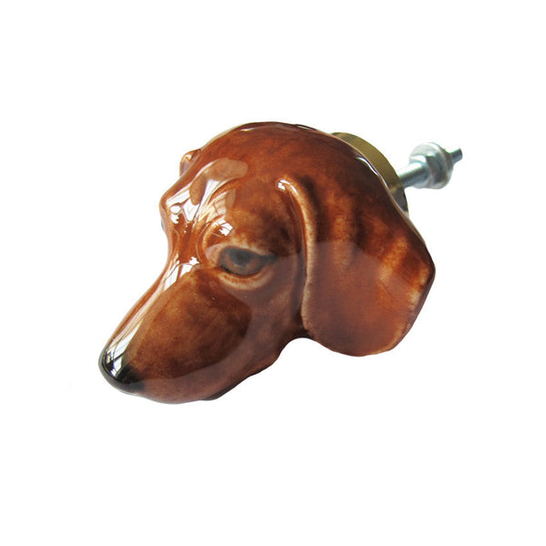 Perfectly Imperfect Brown Dachshund Head Doorknob