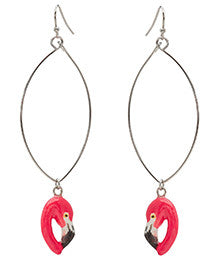 Perfectly Imperfect Oval Drop Flamingo Head Earrings