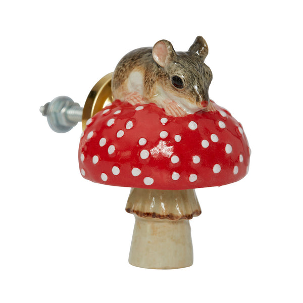 Perfectly Imperfect Mouse on Toadstool Doorknob
