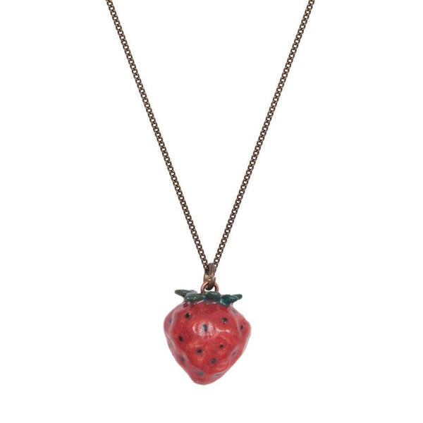 Perfectly Imperfect Tiny Natural Strawberry Necklace