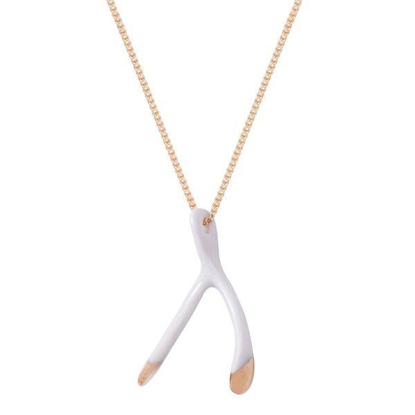 White Wishbone Necklace